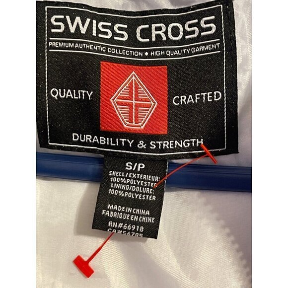 White and Grey Swiss Cross Hoodie Bomber Jacket Size Small NWOT - Picture 7 of 16
